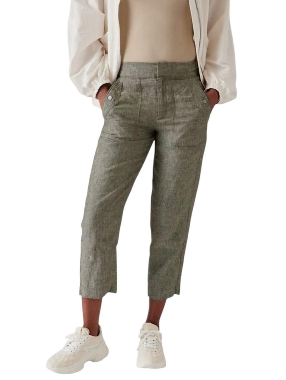 Athleta Voyager Linen Pant Green Women's 4